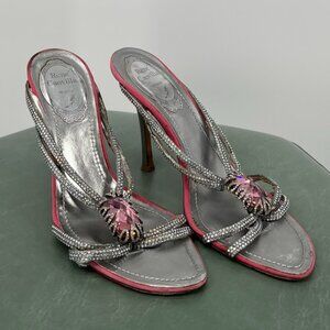 Rene Caovilla Rhinestone and Pink Gem Heel size 36